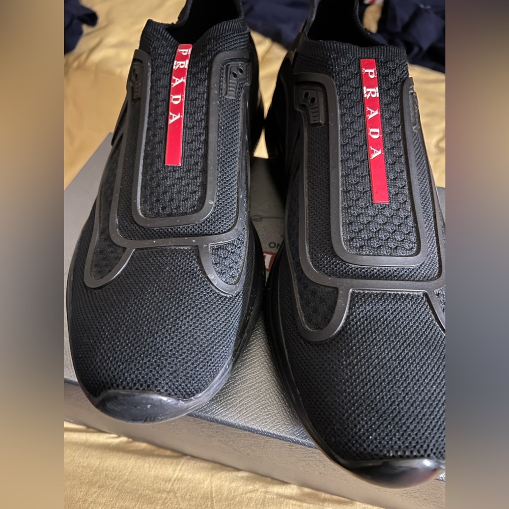 Prada Black and Red Men's Sneakers